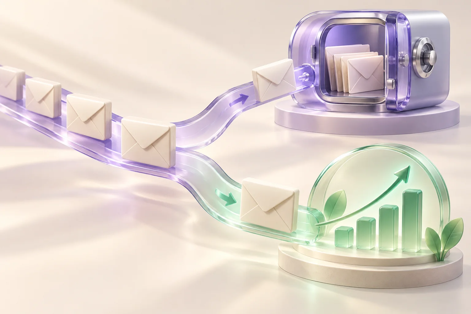 An envelope path forks into cost saving and revenue recovery