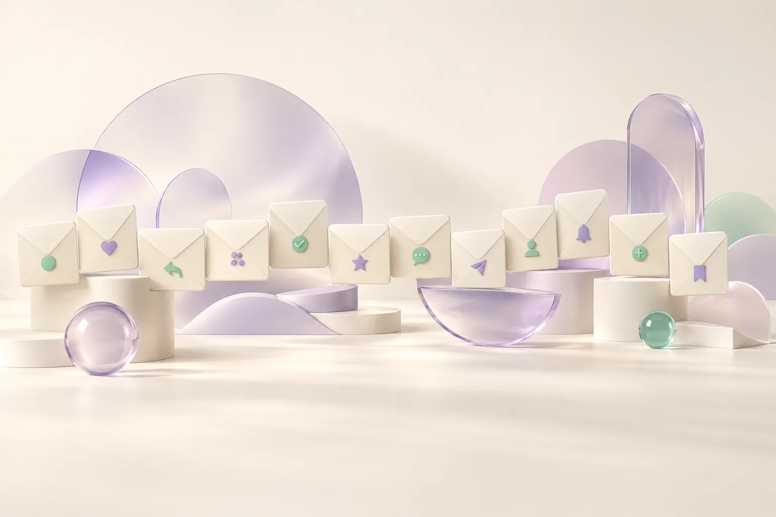 Twelve envelope cards represent twelve re-engagement email examples
